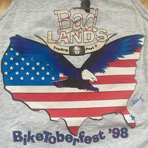 Mens Vintage Biketoberfest ‘98 Bad Lands Trading Post Daytona Beach M Tank Shirt